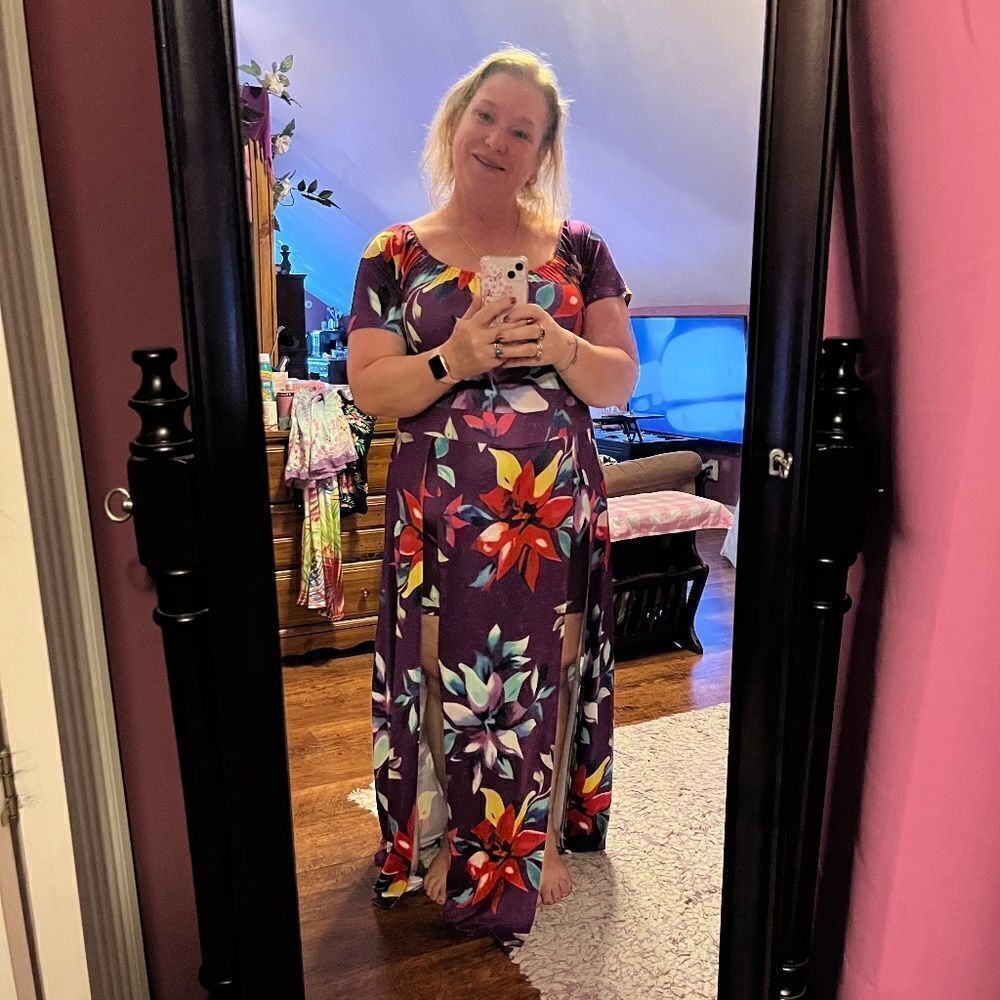 Purple Shorts Dress Summer OuFit Floral 4XL